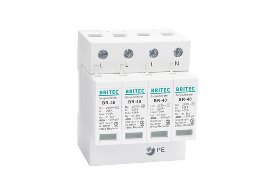 40kA तीन चरण एसी SPD इलेक्ट्रिकल निर्माता प्लास्टिक थंडर Arrester