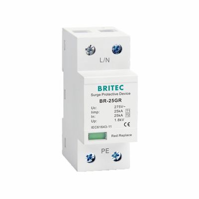25kA श्रेणी I टाइप 1 सर्ज प्रोटेक्शन डिवाइस लाइटनिंग प्रोटेक्टर Uc 150V 275V 320V T1