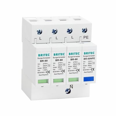 बिजली सुरक्षा के लिए 3+NPE प्रकार के साथ 275V 60KA अधिभार सुरक्षा उपकरण