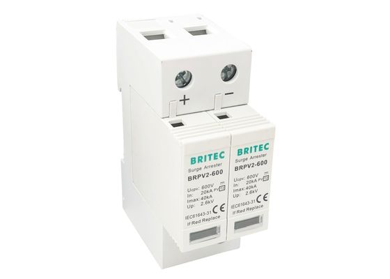 सोलर इन्वर्टर के लिए प्लग करने योग्य 2 पोल 600V सोलर सर्ज अरेस्टर