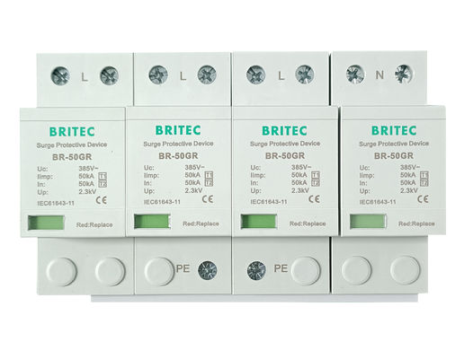 BR-50GR 4P Ac प्रकाश संरक्षण चीन प्रकार 1 अधिभार संरक्षण उपकरण Spd spd t1 t2 प्रकार 1 अधिभार arrester