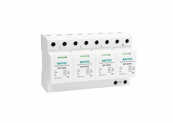 एसी लाइटनिंग एरेस्टर 3 चरण IEC61643 BR-50GR औद्योगिक वृद्धि दबानेवाला यंत्र