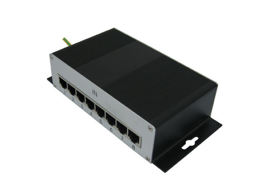RJ45 8 पोर्ट ईथरनेट सर्ज प्रोटेक्शन डिवाइसेज Cat6 IEC61643-21 स्टैंडर्ड