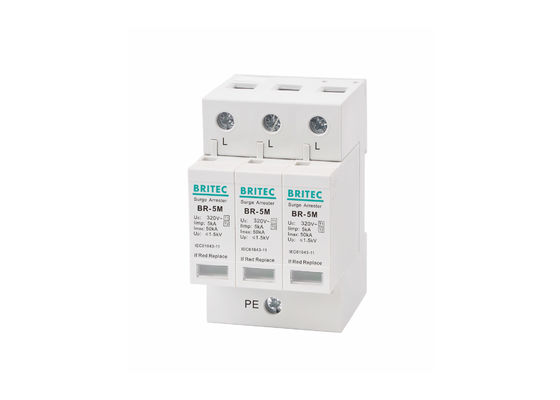 5k 3P 320Vac लाइटनिंग प्रोटेक्टर्स टाइप 1 + 2 / क्लास I + II / क्लास B + C