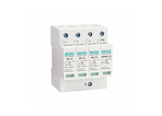 AC सुरक्षा के लिए 385V 70kA प्लग करने योग्य टाइप 2 सर्ज प्रोटेक्शन डिवाइस लाइटनिंग अरेस्टर