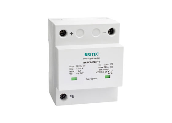 फोटोवोल्टिक प्रणालियों के लिए कक्षा I कक्षा II एसपीडी पीवी सर्ज एरेस्टर 12.5kA 10 / 350us