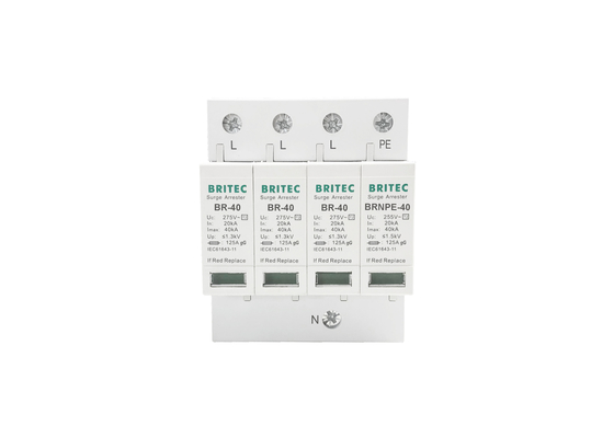 40kA 275V/255V औद्योगिक डीआईएन रेल 3 चरण प्रकार 2 एसपीडी ओवरज सुरक्षा उपकरण