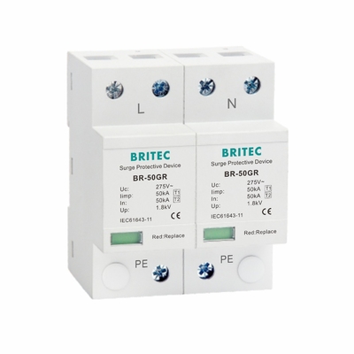 कक्षा I पावर सर्ज अरेस्टर 10/350μs 50KA एकल चरण 150V / 275V / 320V