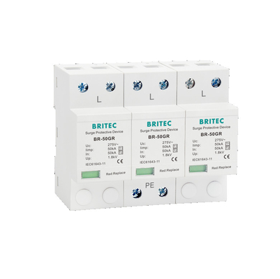 BRITEC BR-50GR 275 3P Spd Ac Type 1 ओवरज प्रोटेक्शन डिवाइस 4P लाइटनिंग प्रोटेक्शन अरेस्टर T1 T2 स्पार्क गैप spd