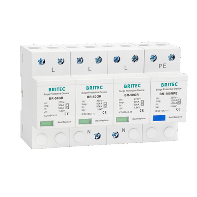BRITEC BR-50GR 275 3P Spd Ac Type 1 ओवरज प्रोटेक्शन डिवाइस 4P लाइटनिंग प्रोटेक्शन अरेस्टर T1 T2 स्पार्क गैप spd