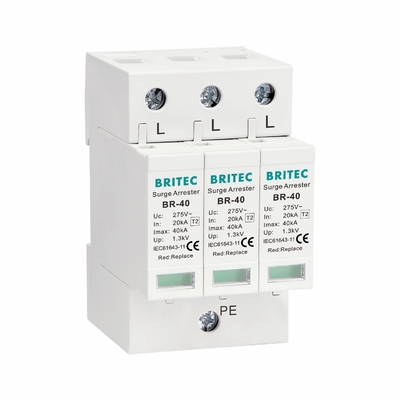 BRITEC टाइप 2 पावर सर्ज प्रोटेक्टर डिवाइस 20kA 40kA 3P क्लास C OEM सपोर्ट