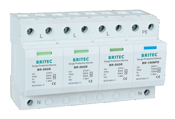 BR-50GR 4P 3 फेज़ 385V टाइप 1 सर्ज प्रोटेक्शन डिवाइस लाइटनिंग अरेस्टर spd