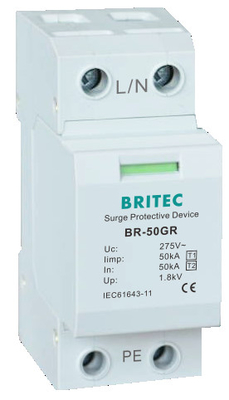 TUV BR-50GR 5kA ओवरज सुरक्षा उपकरण 3 चरण Spd प्रकार 1 बिजली बंद करनेवाला क्षणिक वोल्टेज ओवरज दमन