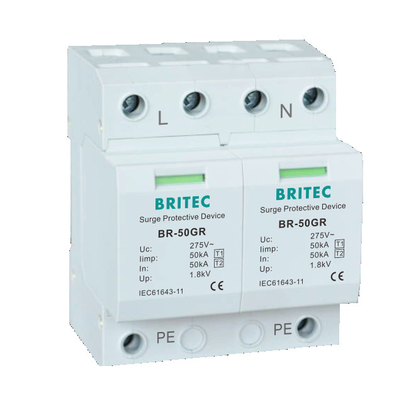 TUV BR-50GR 5kA ओवरज सुरक्षा उपकरण 3 चरण Spd प्रकार 1 बिजली बंद करनेवाला क्षणिक वोल्टेज ओवरज दमन
