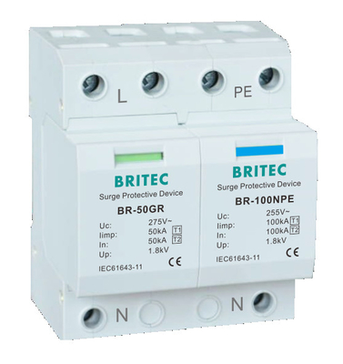 TUV BR-50GR 5kA ओवरज सुरक्षा उपकरण 3 चरण Spd प्रकार 1 बिजली बंद करनेवाला क्षणिक वोल्टेज ओवरज दमन