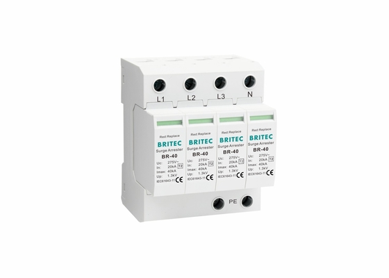 4P एसपीडी वर्ग II 40ka एसी सर्ज प्रोटेक्टर 150V/275V/320V//385V/440V बिजली संरक्षण