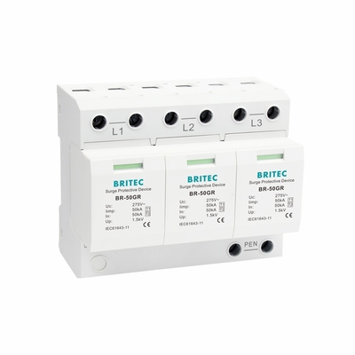 TUV BR-50GR 5kA ओवरज सुरक्षा उपकरण 3 चरण Spd प्रकार 1 बिजली बंद करनेवाला क्षणिक वोल्टेज ओवरज दमन