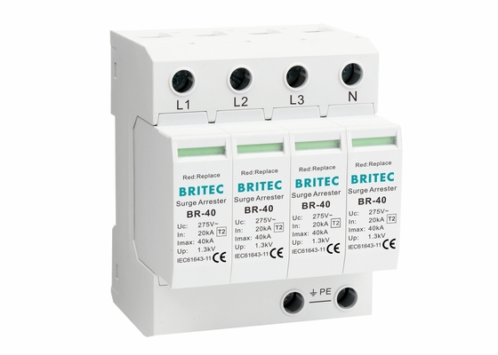 IEC61643-1 40ka AC 4 पोल SPD सर्ज रक्षक थर्मल प्लास्टिक आवास