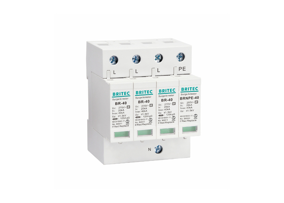 40kA 275V/255V औद्योगिक डीआईएन रेल 3 चरण प्रकार 2 एसपीडी ओवरज सुरक्षा उपकरण