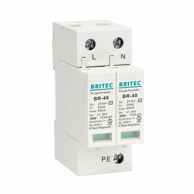 BR-40 2P 40kA 275V टाइप 2 सिंगल फेज़ TVSS SPD सर्ज प्रोटेक्शन डिवाइस लाइटनिंग प्रोटेक्शन