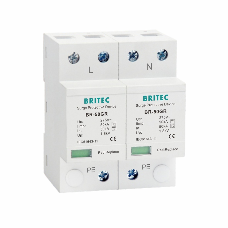 कक्षा I पावर सर्ज अरेस्टर 10/350μs 50KA एकल चरण 150V / 275V / 320V