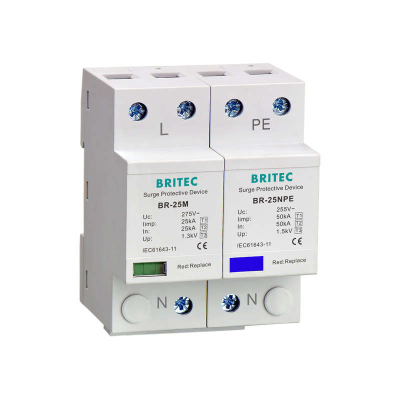 25kA पावर टाइप 1 सर्ज प्रोटेक्टर BR-25M 1+1 लो वोल्टेज 275V/255V
