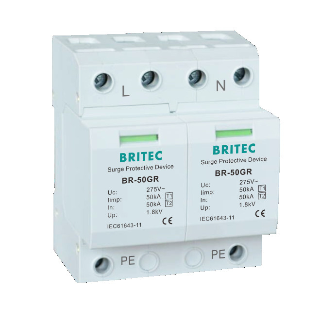 BR-50GR 2P टाइप1 50kA AC सर्ज सप्रेसर सर्ज प्रोटेक्शन डिवाइस टाइप 1 SPDs