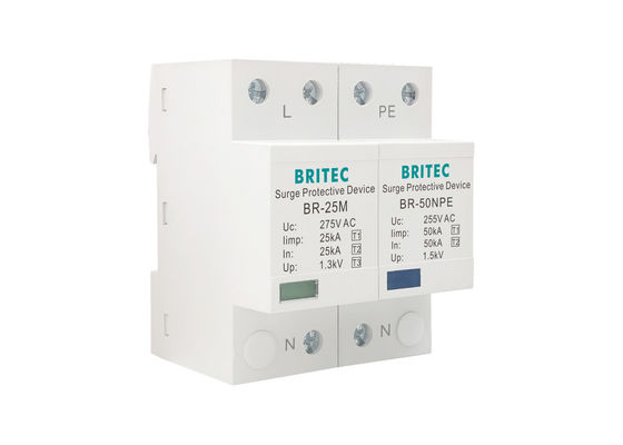 25kA पावर टाइप 1 सर्ज प्रोटेक्टर BR-25M 1+1 लो वोल्टेज 275V/255V