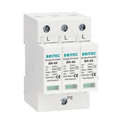 BR-60 3P सर्ज प्रोटेक्शन डिवाइस लाइटनिंग अरेस्टर Spd Type2