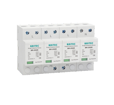 BR-25GR 4P क्लास I टाइप 1 सर्ज अरेस्टर SPD थंडर प्रोटेक्टर स्पार्क गैप spd टाइप 1 4p एसी spd सर्ज प्रोटेक्टर