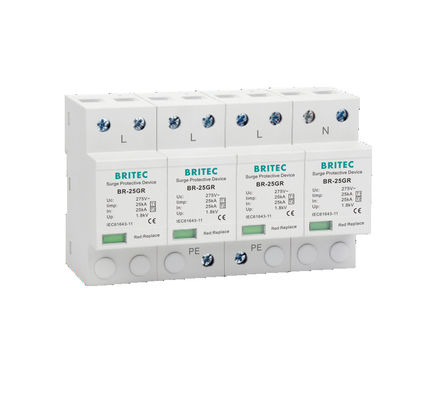BR-25GR 1+1 Spd 25kA टाइप 1 सर्ज प्रोटेक्शन डिवाइस सर्ज अरेस्टर AC 275V लाइटनिंग प्रोटेक्शन