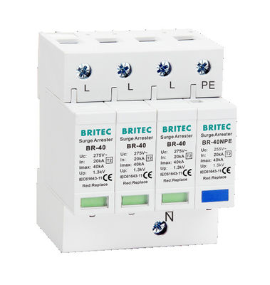 BR-40 4P 40kA 4 ध्रुव 3 चरण tuv ac बढ़त arrester बढ़त अवशोषक संरक्षण spd 275v बिजली बढ़त रक्षक