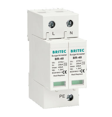 BR-40 2P ओवरजॉग प्रोटेक्शन डिवाइस क्लास II Spd 275v टाइप 2 एकल चरण 275v ac spd बिजली ओवरजॉग प्रोटेक्टर वैरिस्टोर ओवरजॉग अरेस्टर
