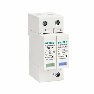 बीआर-60 1+1 प्रकार 2 ओवरज प्रोटेक्टर बिजली सुरक्षा उपकरण 60KA वर्ग C