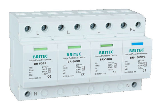 BR-50GR 1P 50kA टाइप 1 सर्ज प्रोटेक्टिव डिवाइस एसी डिन रेल सर्ज अरेस्टर SPD