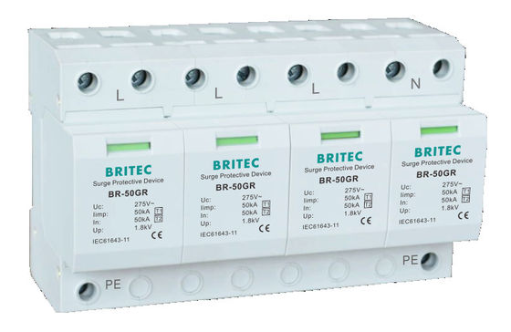BR-50GR 1P 50kA टाइप 1 सर्ज प्रोटेक्टिव डिवाइस एसी डिन रेल सर्ज अरेस्टर SPD