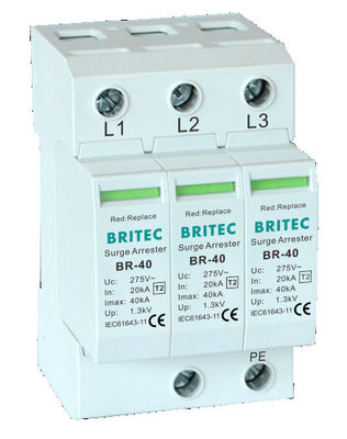BR-40 2P 150V-440V अधिभार सुरक्षा उपकरण 20kA-200kA Spd बिजली अधिभार रोधी