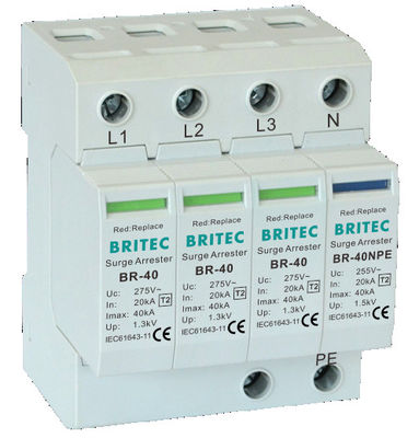 BR-40 2P 150V-440V अधिभार सुरक्षा उपकरण 20kA-200kA Spd बिजली अधिभार रोधी