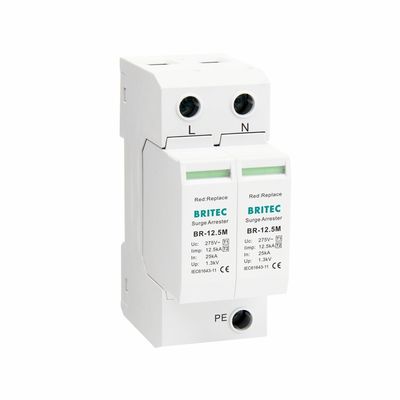 12.5kA बिजली सुरक्षा के साथ Din Rail प्लग करने योग्य ओवरजेज सुरक्षा उपकरण कक्षा I+II