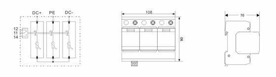 BRPV3-1000-12.5 सौर पैनलों के लिए 1000V पीवी सर्ज अरेस्टर टाइप 1