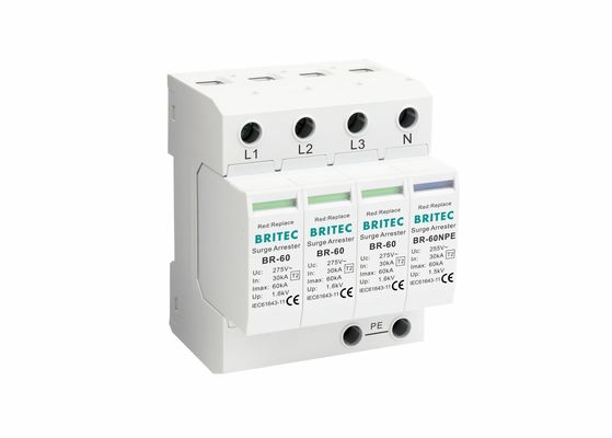 बिजली सुरक्षा के लिए 3+NPE प्रकार के साथ 275V 60KA अधिभार सुरक्षा उपकरण