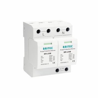 BRITEC BR-25M 3+1 टाइप 1 सर्ज प्रोटेक्शन डिवाइस 25kA Iimp प्लग करने योग्य मॉड्यूल टाइप 1 सर्ज प्रोटेक्टर के साथ