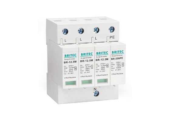 SPDs Iimp 12.5kA T1 + T2 सर्ज अरेस्टर B + C थर्माप्लास्टिक आवास