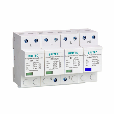 BR-25M 2P लाइटनिंग T1+T2 सर्ज अरेस्टर B+C SPD 25kA थंडर प्रोटेक्टर spd