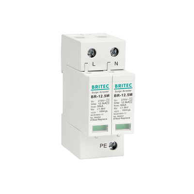 BRITEC BR-12.5M 2P 12.5kA सिंगल फेज़ Spd लाइटनिंग अरेस्टर सर्ज प्रोटेक्टिव डिवाइस थंडर प्रोटेक्टर
