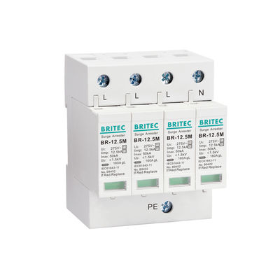 BRITEC BR-12.5M 3P प्रकार 1 12.5kA 3 चरण ओवरज सुरक्षा उपकरण एसपीडी अरेस्टर 12.5ka ओवरज दमनकारी औद्योगिक ओवरज बिजली संरक्षण