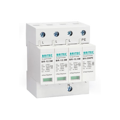 BRITEC BR-12.5M 3P प्रकार 1 12.5kA 3 चरण ओवरज सुरक्षा उपकरण एसपीडी अरेस्टर 12.5ka ओवरज दमनकारी औद्योगिक ओवरज बिजली संरक्षण
