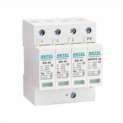 BR-40 2P 40kA टाइप 2 सिंगल फेज TVSS Spd टाइप 2 सिंगल फेज 275v ac spd सर्ज प्रोटेक्टिव डिवाइस लाइटनिंग अरेस्टर सिंगल फेज एसी पावर सर्ज प्रोटेक्टिव डिवाइस