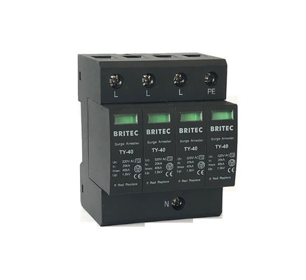 BR-40 टाइप 2 ब्लैक सर्ज अरेस्टर प्रोटेक्शन डिवाइस 3P+1 IP20 लाइटनिंग थंडर प्रोटेक्टर