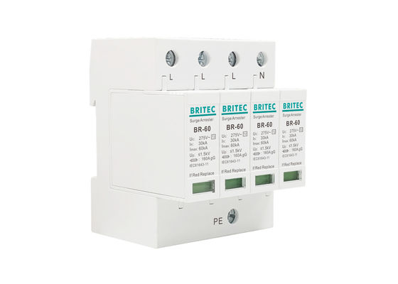 60kA AC275V डीआईएन रेल माउंट ओवरज लाइटनिंग अरेस्टर एसपीडी विद्युत शक्ति संरक्षण के लिए